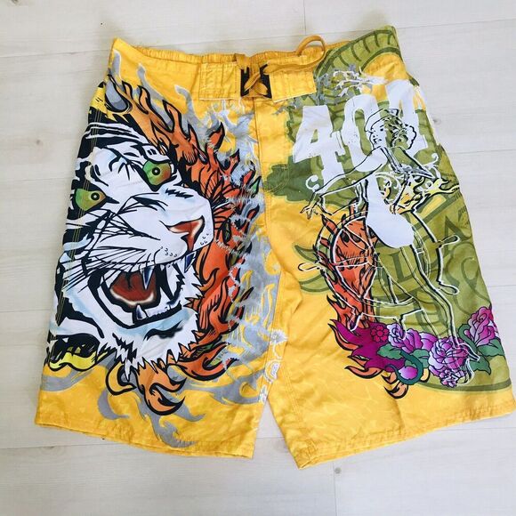 Tattoo Tattoo By Free Spirit Tiger Board Shorts Swim Trunks Size XL EUC - Picture 1 of 10